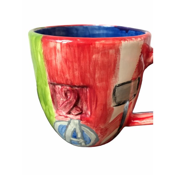 The Avengers Handmade Multicolor Ceramic Coffee Mug Marked Casey - Picture 3 of 8